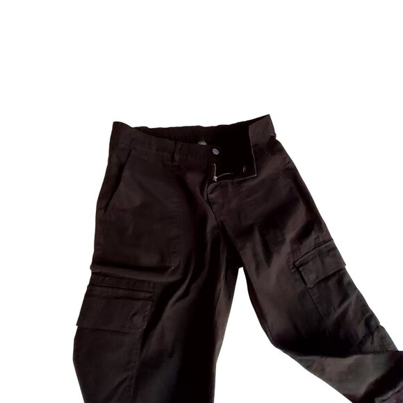 Wild Fable Black Cargo Pants M Elastic Waist Adjustable Hem 98% Cotton 2% Spande - Picture 12 of 14